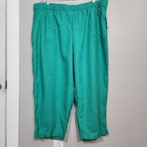 Emily Daniels Capri Women's Plus Size 2X Sea Green‎ Linen Blend Pull On